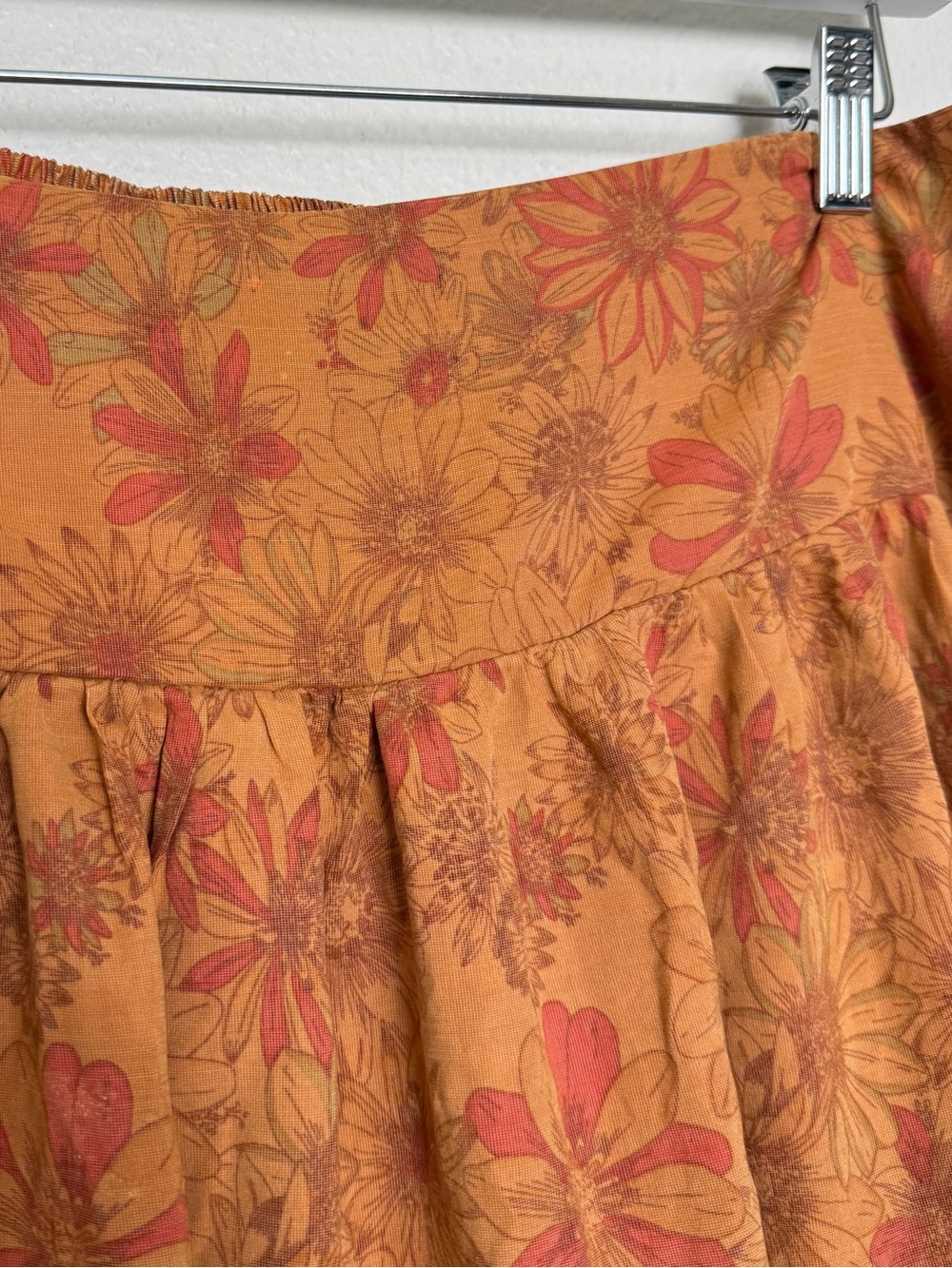 Free People Kerrigan Floral Tiered Maxi Skirt Boho Orange M - Picture 7 of 13